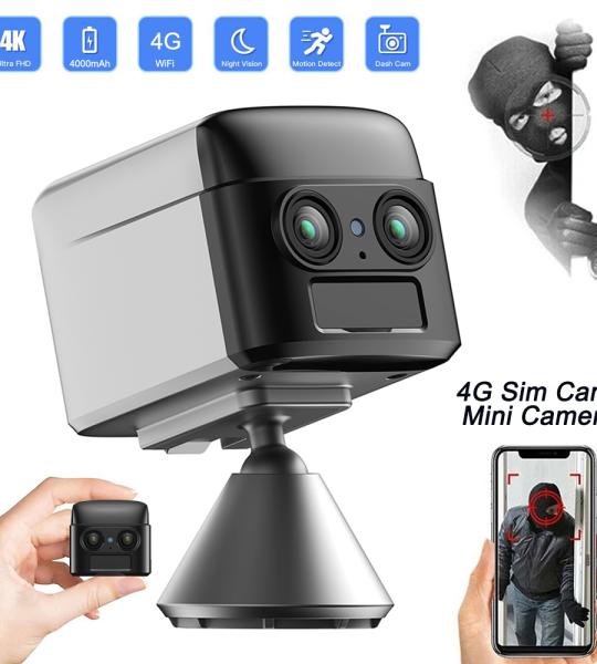 Mini caméra de Surveillance espion 1080P HD 64GB 4K 5MP 4G carte SIM caméra de détection humaine interphone vocal caméscope de sécurité 2025