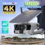 Caméra solaire 180° 4G 8MP 4K double objectif