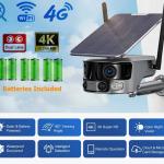 Caméra solaire 180° 4G 8MP 4K double objectif